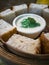 Steam Thai or sangkaya or pandan kaya bread with dipping.