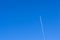 Steam trace of aircraft. Airplane vapour trails