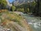 Steam Train along mountain stream