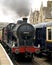 Steam Train Engine entering station on Nene Valley Railway UK