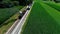 Steam Train at Picnic Area, Dropping off Passengers in Amish Countryside as seen by Drone