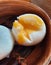 Steamed Buns. Dimsum in the steam basket. food on wooden table.