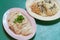 Steamed chicken with rice Singapore style popular delicious favorite Asian food