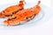 Steamed crab on white background