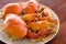 Steamed crabs prepared on plate