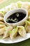 Steamed dumplings and soy sauce