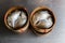 Steamed mackerel sold in the market. Thai steamed mackerel fishes in bamboo basket for sale at the market.