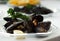 Steamed mussels closeup