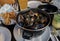 Steamed mussels, french fries and beer