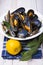 Steamed mussels with lemon for lunch