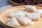 Steamed pangasius dory and riceberry rice on plate