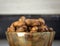 Steamed peanuts in a glass bowl. Groundnuts unpeeled in a bowl