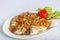 steamed pompano or kuwe fish with sweet and spicy sauce