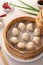 Steamed pork soup dumplings named Xiao long bao in Taiwan