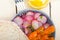 Steamed root vegetable on a bowl