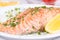 Steamed salmon with fresh herbs