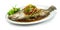 Steamed Sea bass Snapper Fish with Soy Sauce Chinese food