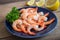 Steamed shrimp on plate