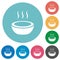 Steaming bowl flat round icons