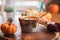 Steaming bowl of pumpkin soup