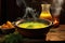 steaming bowl of squash soup on a wooden table