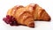 Steaming Croissant Bread With Grape Jam - Closeup Photo