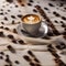 A steaming cup of coffee with latte art on the surface4