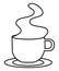 Steaming cup, image for children to color, black and white.