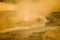 Steaming geyser vent in infrared in Upper Geyser Basin, Yellowstone Natioanl Park