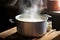 steaming milk in cheesemaking process on stovetop