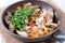 Steaming mixed vegetables in the rying pan