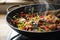 steaming mixed vegetables in the wok, asian style cooking vegetarian and healthy