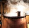 Steaming mulled wine boiler
