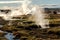 Steaming puddle in the Geysir area