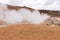 Steaming sulphur fumaroles at geothermal area Hverir in Iceland