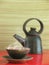 Steaming tea in japanese ceramics
