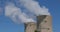 Steaming top of a cooling tower