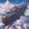 Steampunk Airship Ascending into the Sky