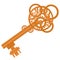 Steampunk ancient key. Decorative element decoration in the steampunk style.