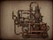 Steampunk ancient machine, Generative AI Illustration