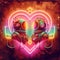 steampunk astronaut king and queen in love neon sign valentine illustration concept rusty background