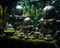 Steampunk Automatons Offering Chamomile Tea Among Holographic Ferns (AI-Generated)