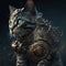 Steampunk Cat Character in a Fantastical World, AI Generative