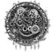 Steampunk clockwork universe. Generative AI.