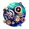 Steampunk clockwork universe. Generative AI.