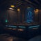 Steampunk Dark Cozy Retro Long Bar With Warm Lights Realistic Looking Wood Interior Metal Elements Underground Club Generative Ai