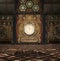 Steampunk fantasy room with clock and gears