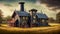 Steampunk Farm, Retro Technology Background