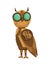 Steampunk fashion technology, fantasy vintage illustration with cartoon owl robot. Steam punk invention. Character with