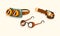 Steampunk Fictional Objects and Mechanism with Mechanical Goggles and Watch Vector Set